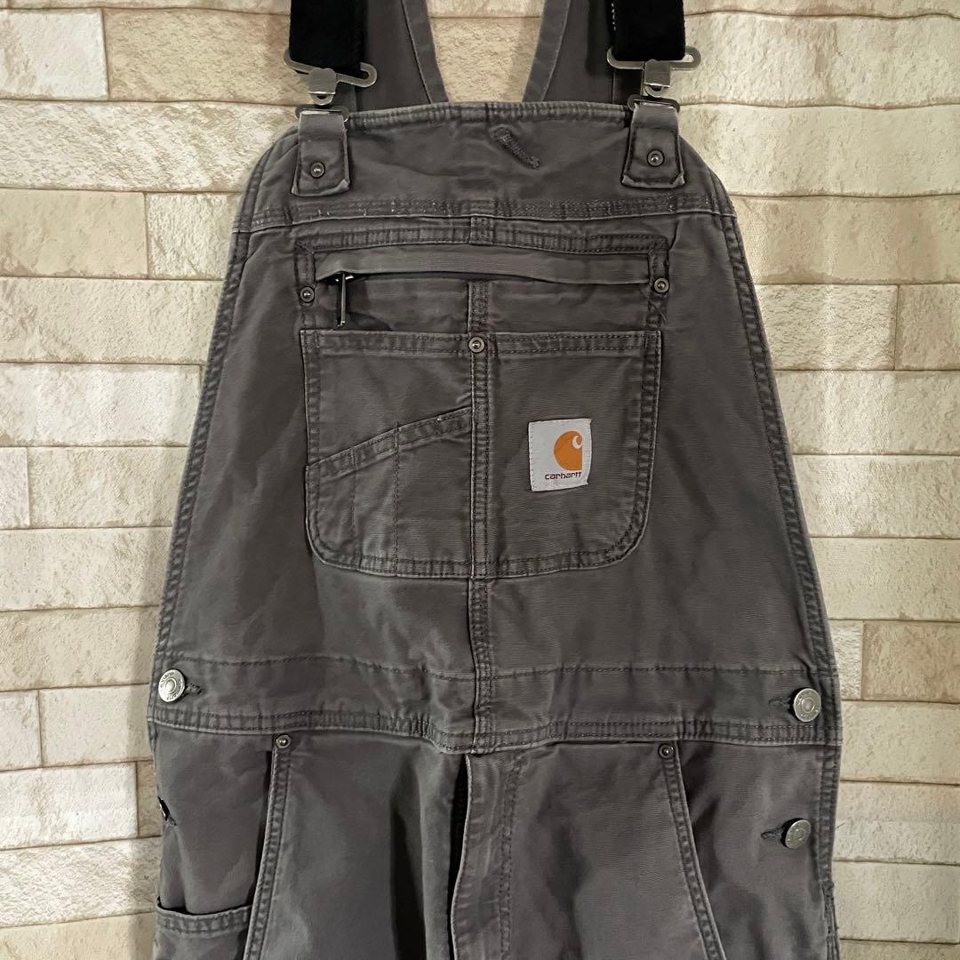 カーハート オーバーオール ダブルニー 刺繍 グレー 32×34