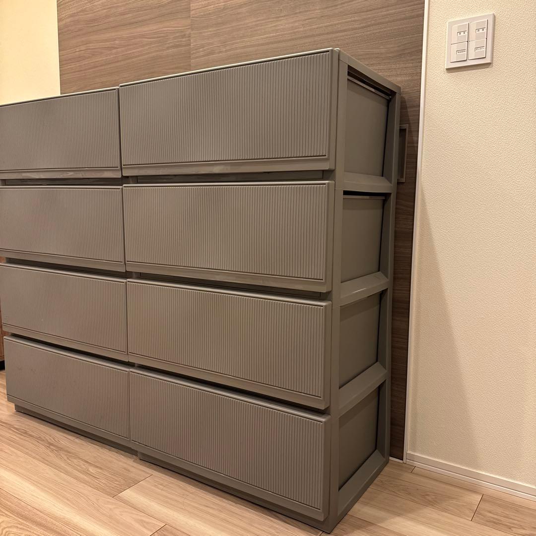 グレー　4段引き出しチェストワイドサイズ　ワイドチェスト2セットタンス