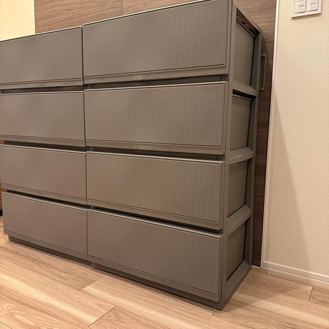 グレー　4段引き出しチェストワイドサイズ　ワイドチェスト2セットタンス