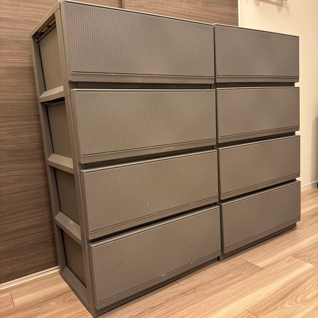 グレー　4段引き出しチェストワイドサイズ　ワイドチェスト2セットタンス