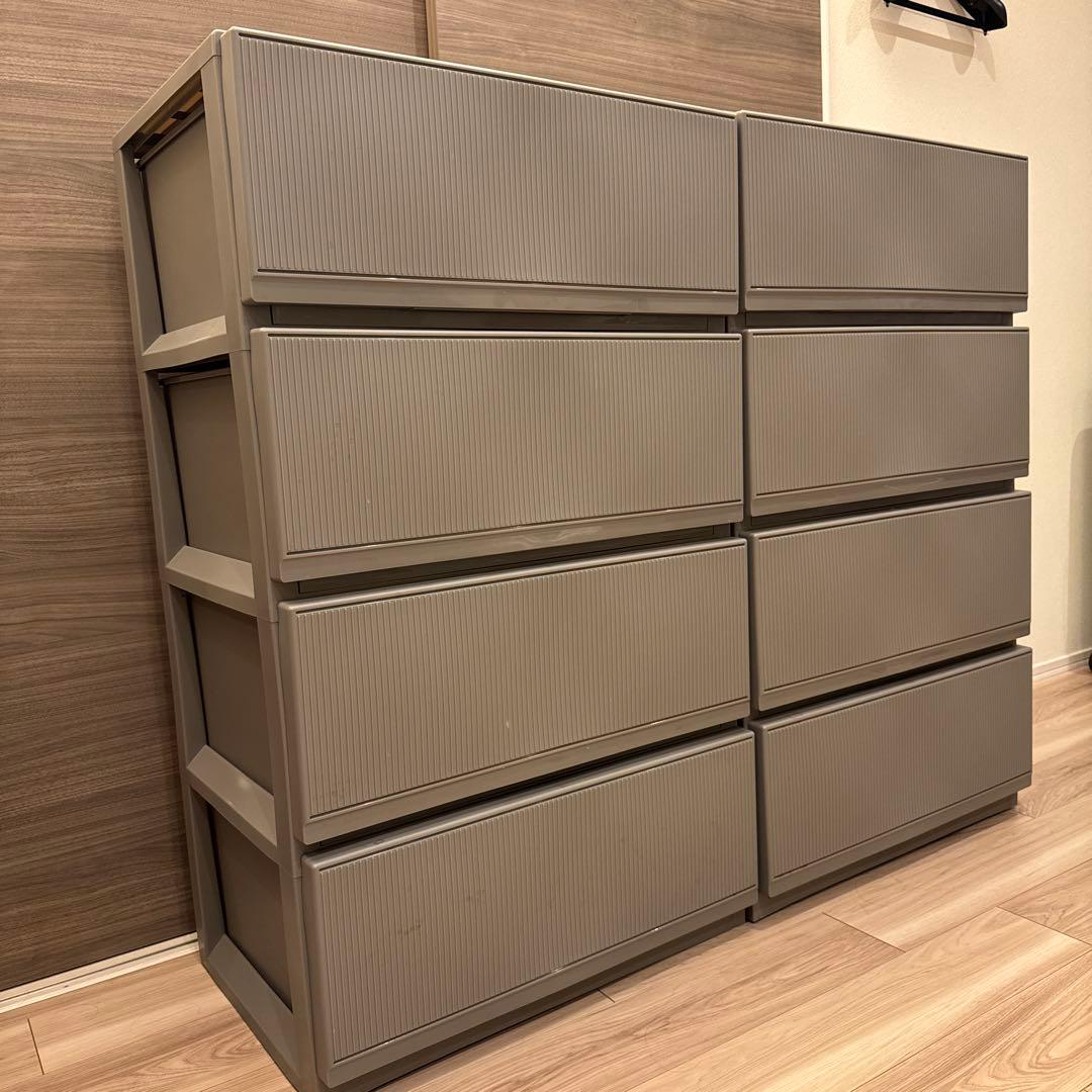 グレー　4段引き出しチェストワイドサイズ　ワイドチェスト2セットタンス