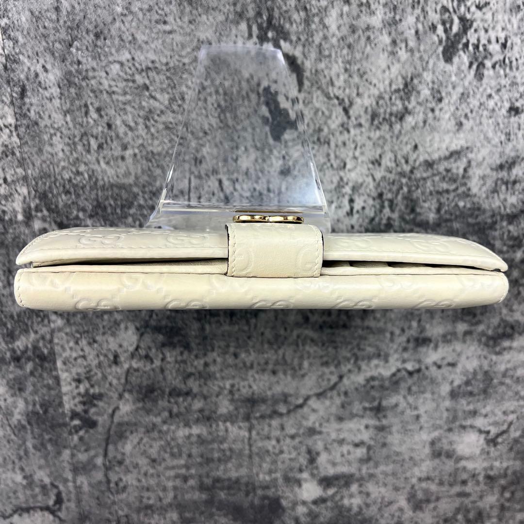 GUCCI ラブリーハート GGエンボス レザー長財布 アイボリー