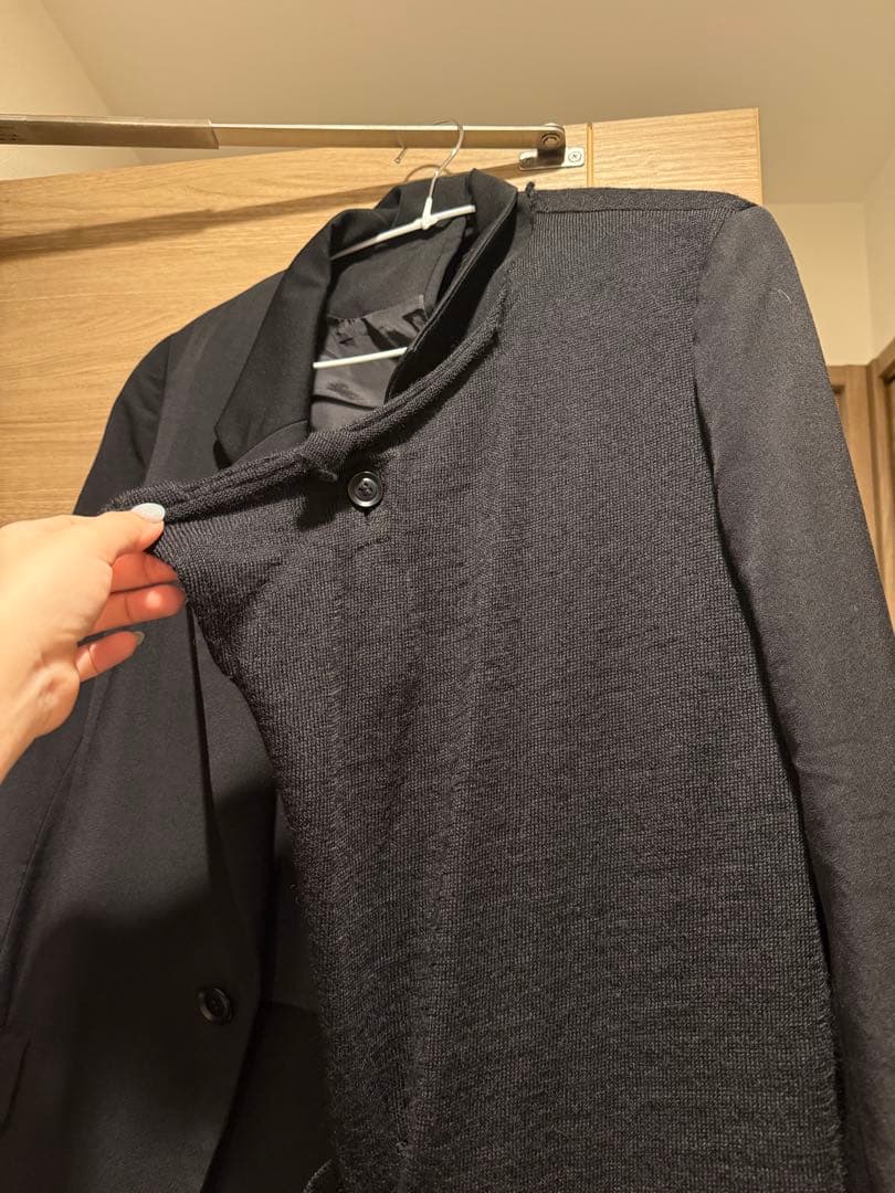 ヨウジヤマモト ワイズ ジャケット ニット 切替 アシンメトリー 再構築