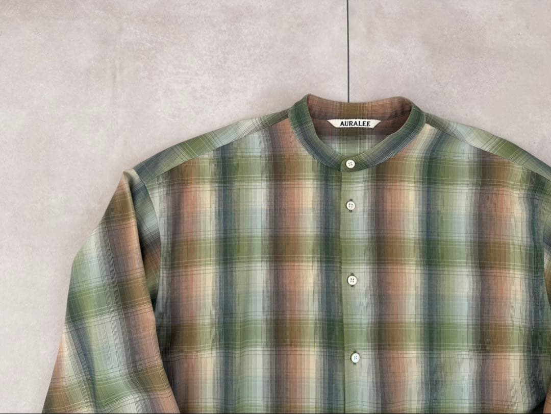 AURALEE チェック柄 ロングシャツワンピース