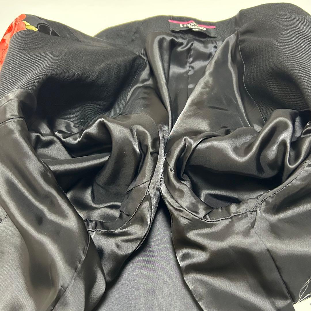 美品 レオナール セットアップ ウール シルク混 花柄 ジャケット スカート