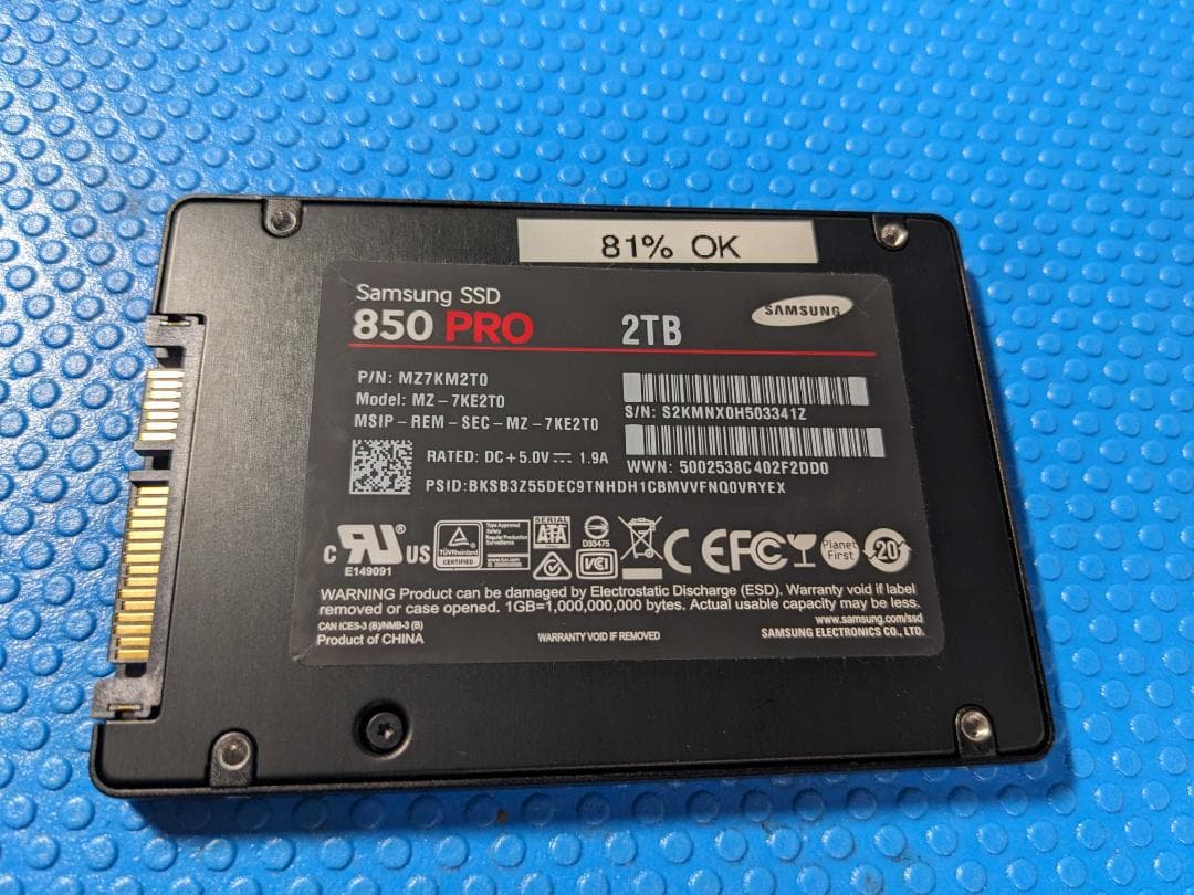 た*ん様 Samsung SSD 850 PRO 2TB : 2048.4 GB