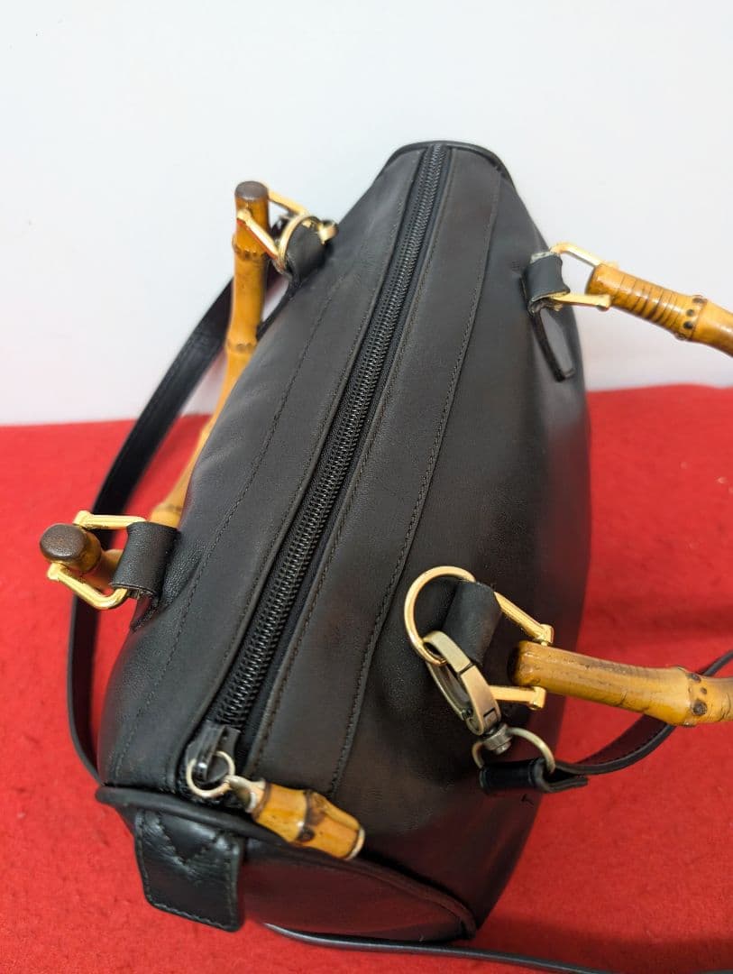 美品 極希少！Gucci バンブー レザーハンドバッグ ボストンバッグ 2way