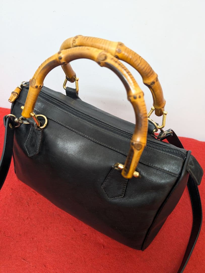 美品 極希少！Gucci バンブー レザーハンドバッグ ボストンバッグ 2way