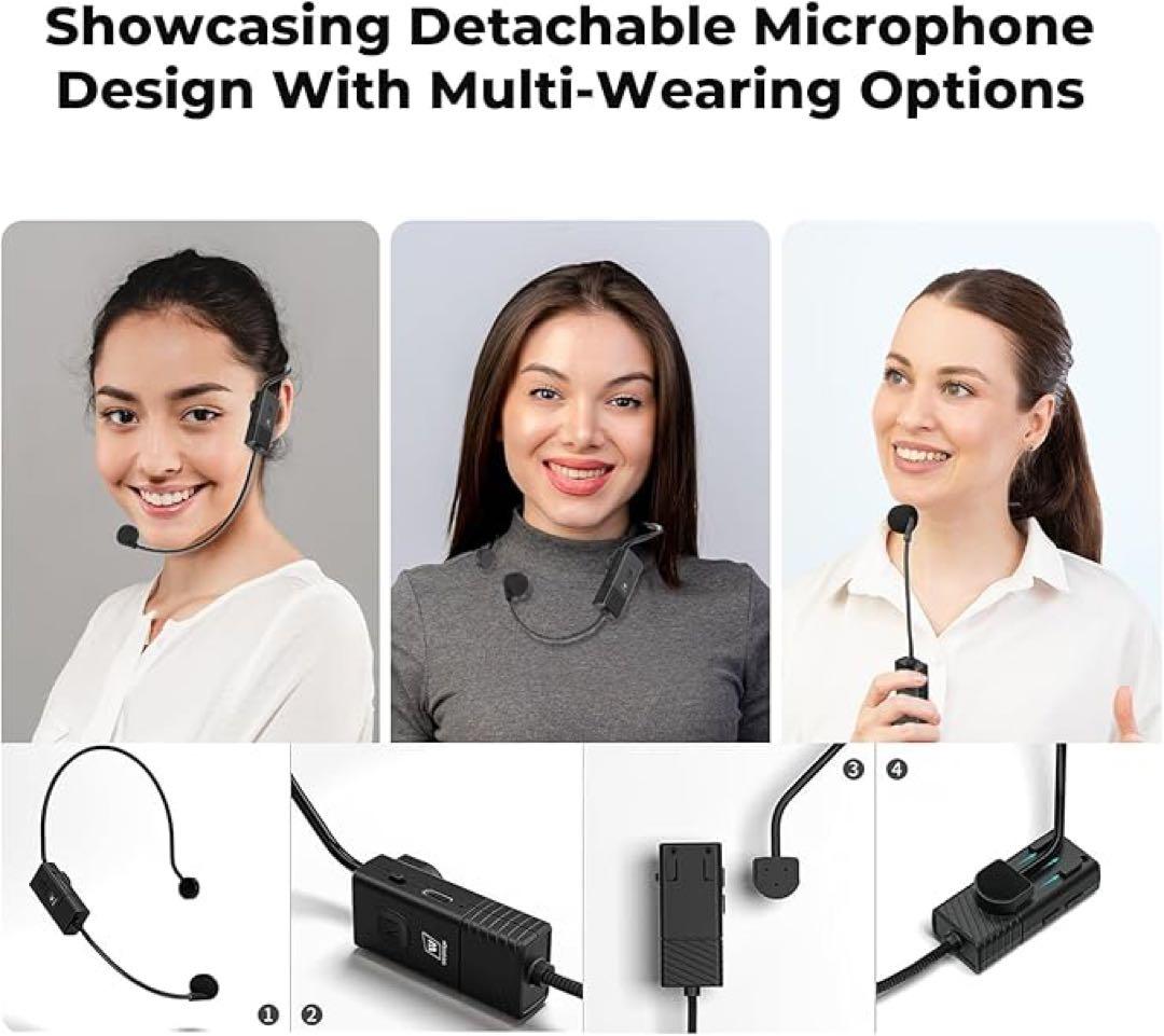 コンパクトスピーカー ヘッドセットマイク ハンズフリー拡声器 ポータブル拡声器