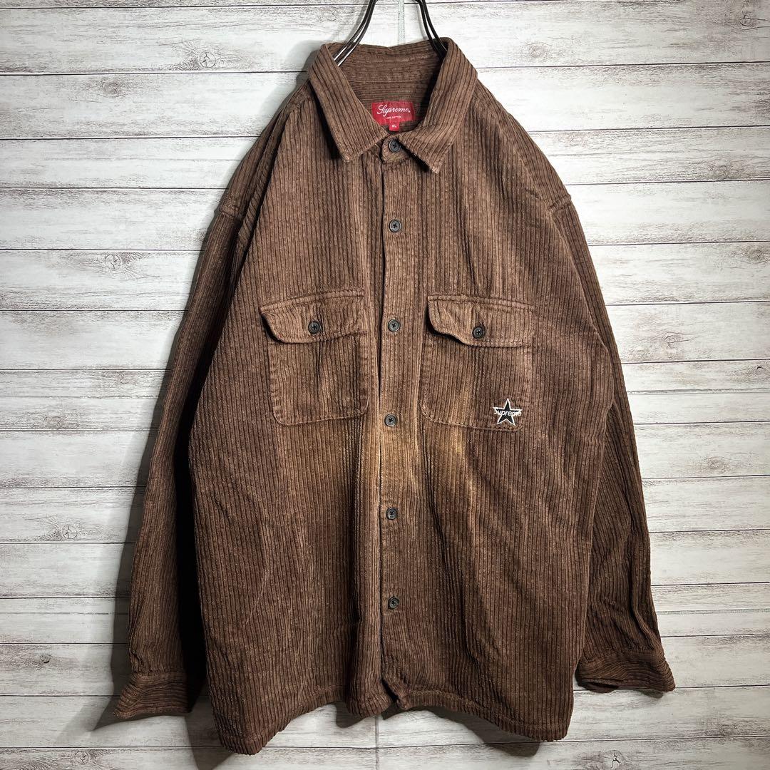 【入手困難!!】シュプリーム ✈︎コーデュロイシャツ 肉厚 太 刺繍