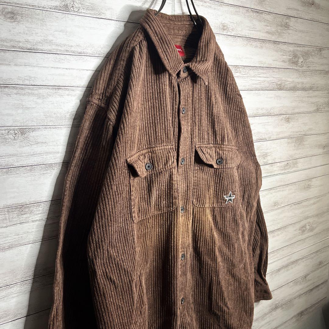 【入手困難!!】シュプリーム ✈︎コーデュロイシャツ 肉厚 太 刺繍