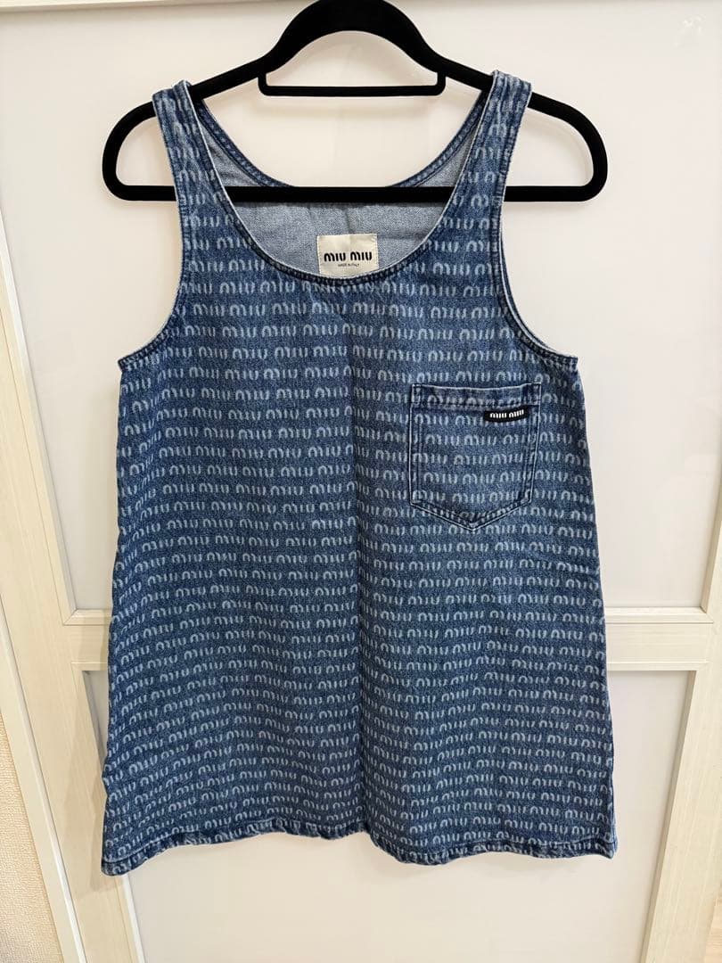 【miumiu】ウォニョン着用　デニム総柄ワンピース