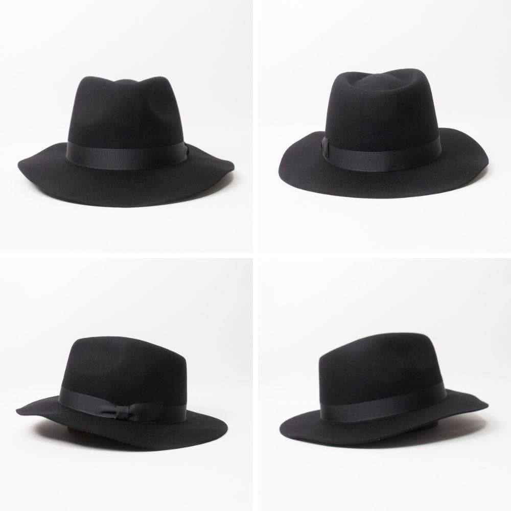 新品 RUBEN ロングブリム 中折れフェルトウールハット ブラック