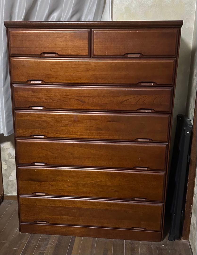 ダークブラウン木製チェスト 8引き出し 洋服ダンス