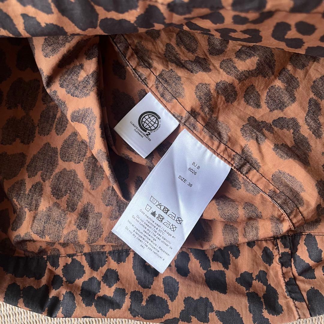 美品】GANNI レオパード柄 フリル襟　ミニ丈ワンピース　総柄　派手　個性的