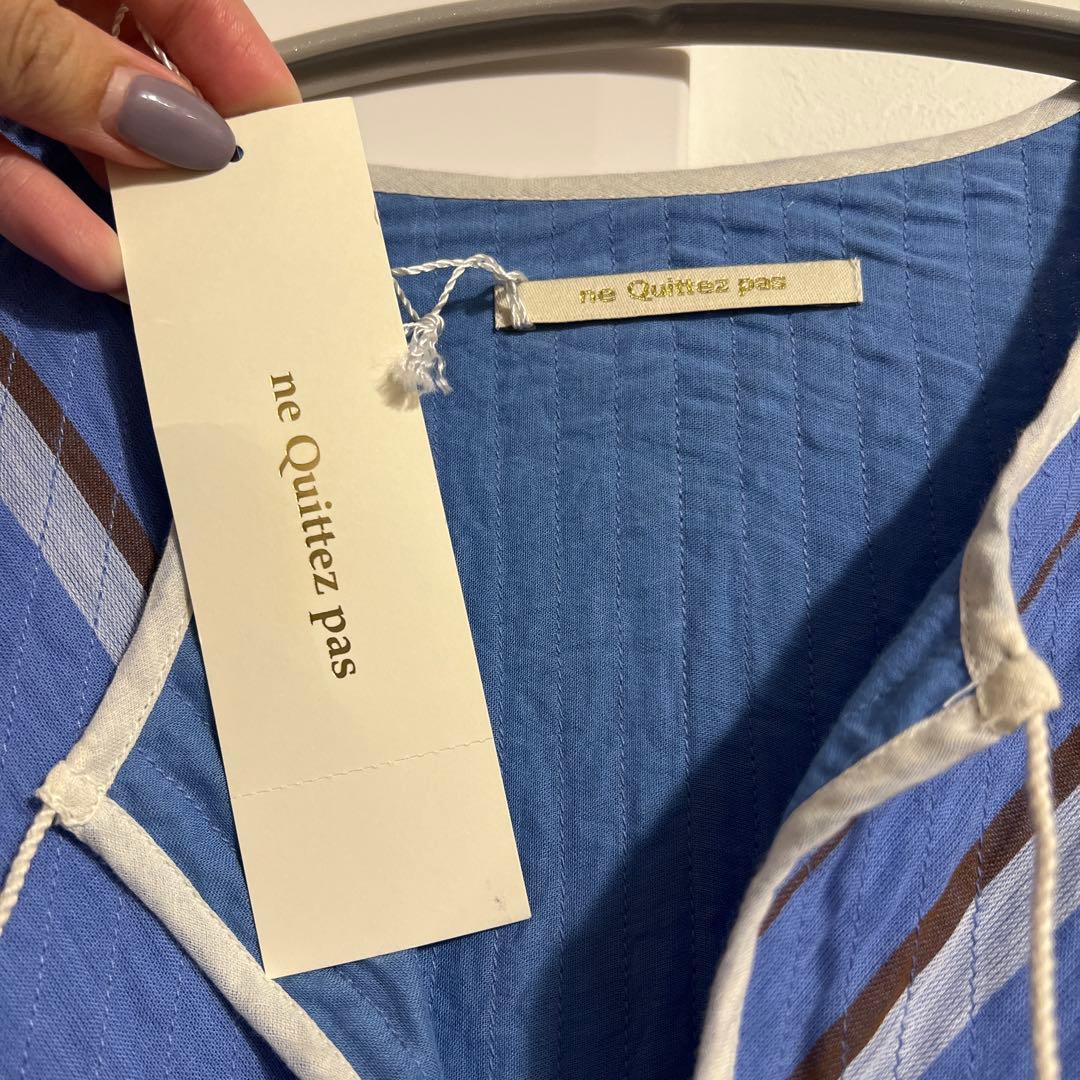 新品ヌキテパ　Cotton Voile Stripe Gather Dress