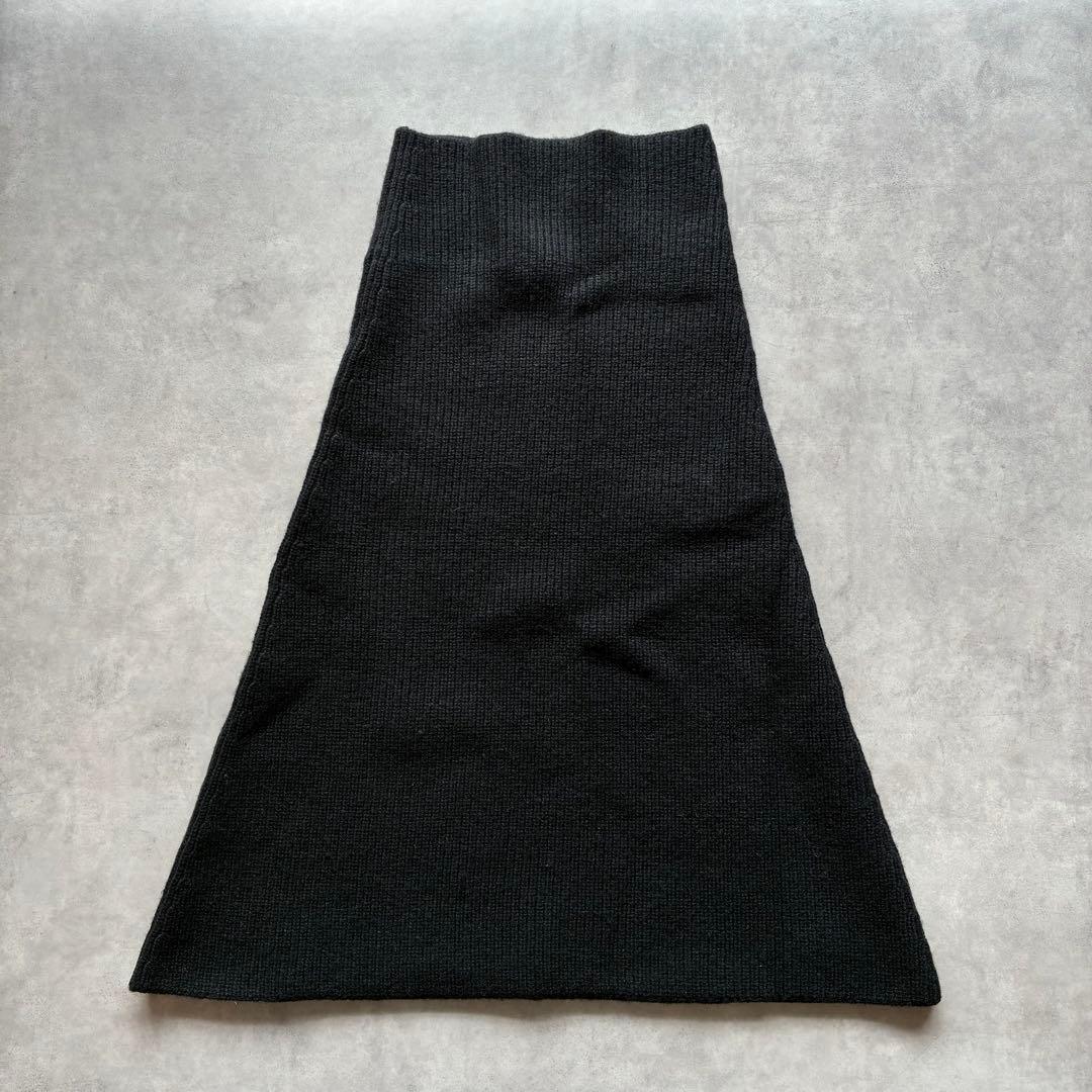 美品 APstudio カシミヤ混 ニットケープネック ウォーマー リブ編み 黒