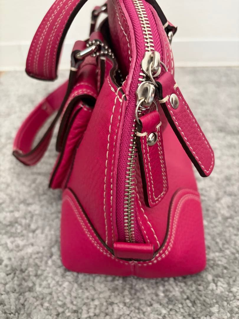 もんち 様COACHコーチハンプトンズレザーハンドバッグターンロックピンクパープ