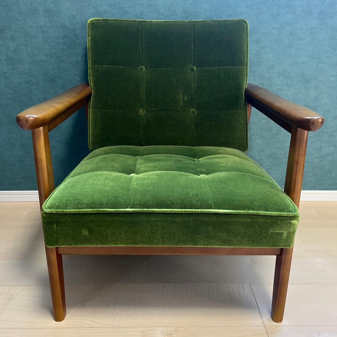 カリモク60 Kチェア ① 1人掛けモケットグリーン　近距離　大阪府引き取り希望