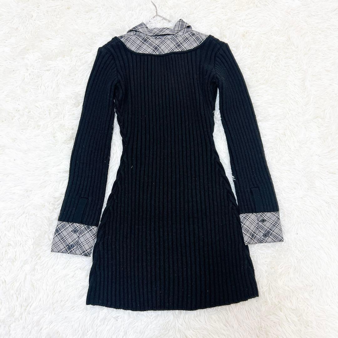 Darich ダーリッチ　レイヤードライクニットミニワンピース　襟　胸元リボン