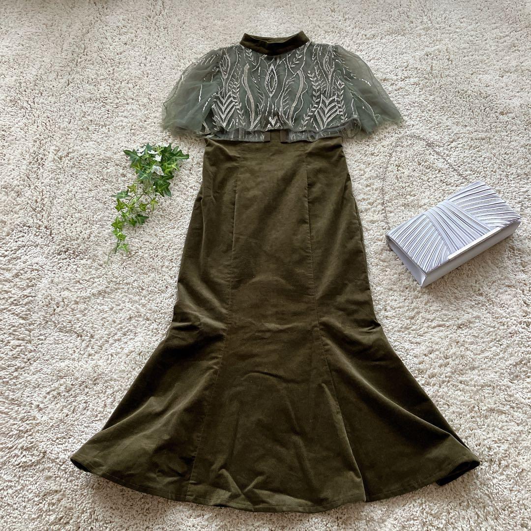 c【美品】レジャ ワンピース ドレス 結婚式 オケージョン パーティー