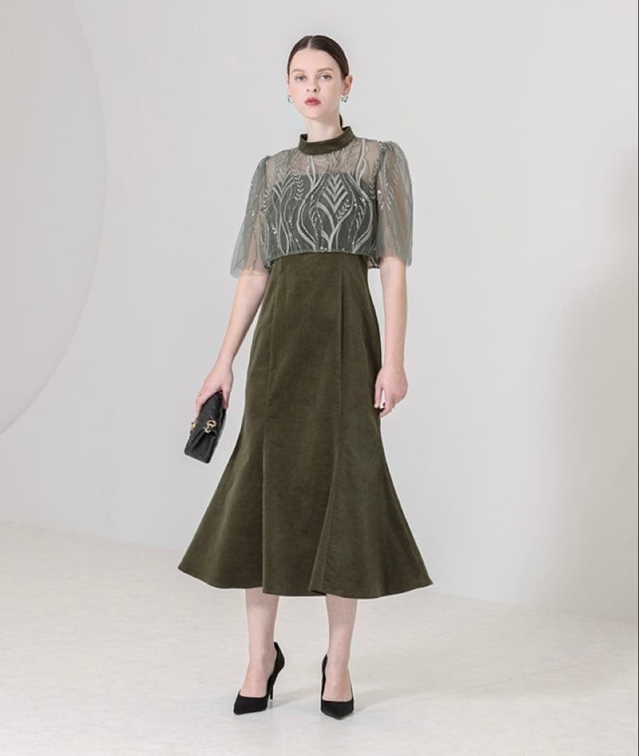 c【美品】レジャ ワンピース ドレス 結婚式 オケージョン パーティー