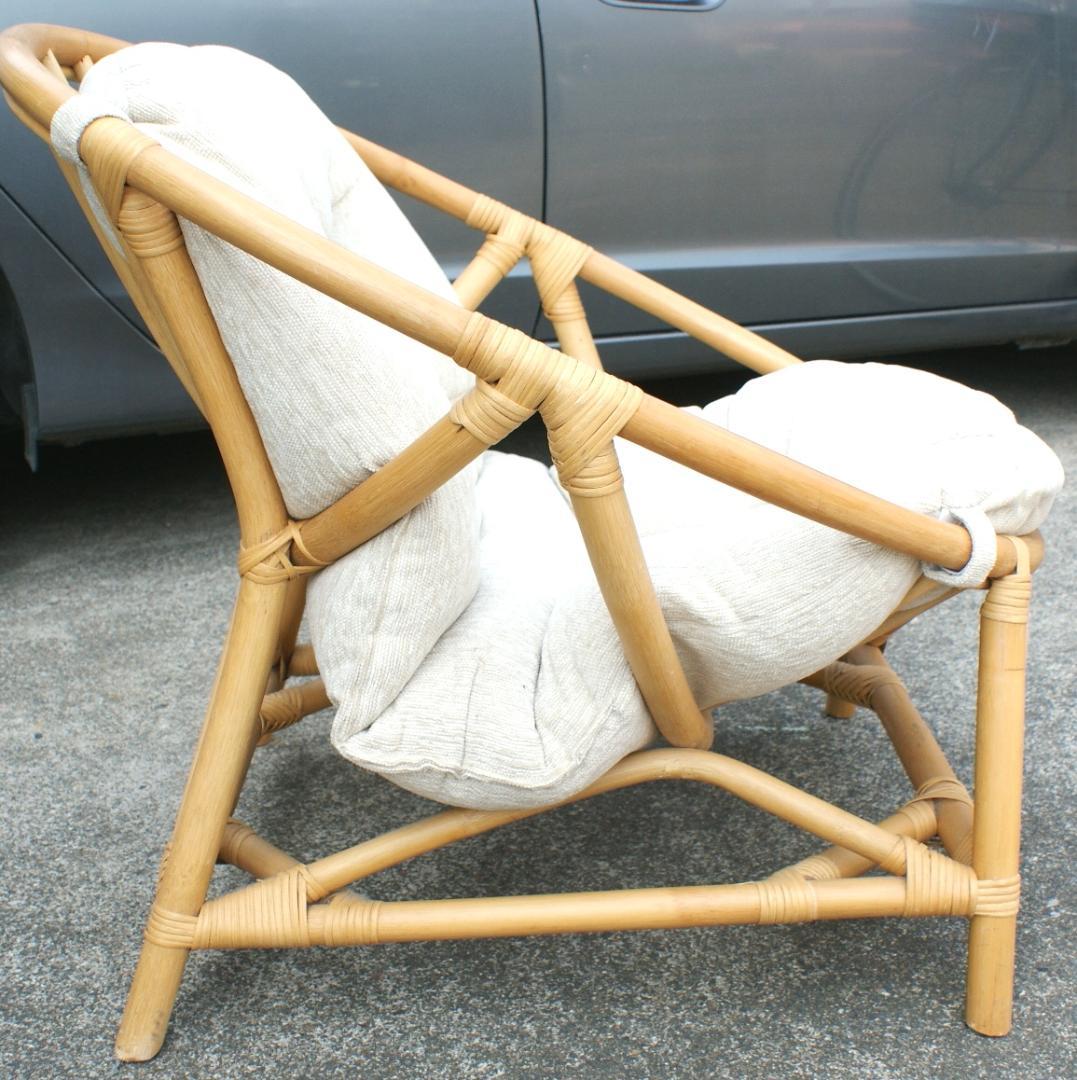 ラタンチェア　丸型 1人掛けソファ ベージュ　ニトリ