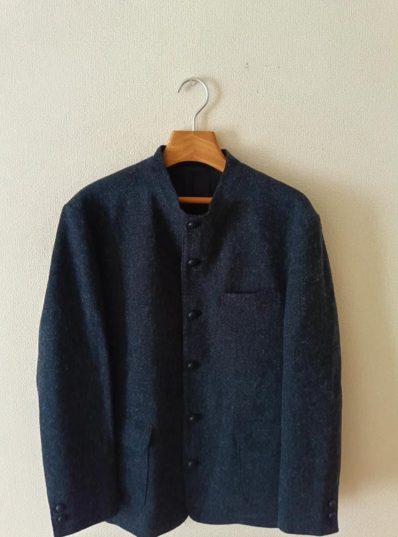 【美品】Papas ノーカラー バンドカラージャケット　Mサイズ(38)