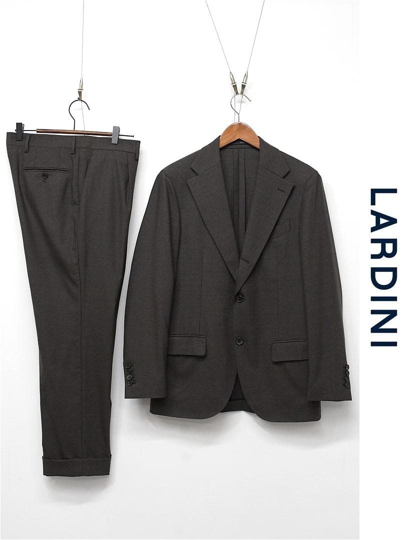I480/LARDINI スーツ 段返り3つボタン 本切羽 ストレッチ 46 茶