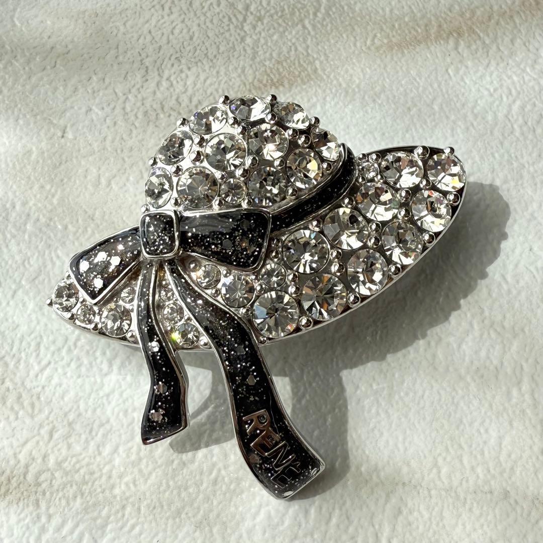 定価4万 Rene 現行品 ハットブローチ スワロフスキー キラキラ