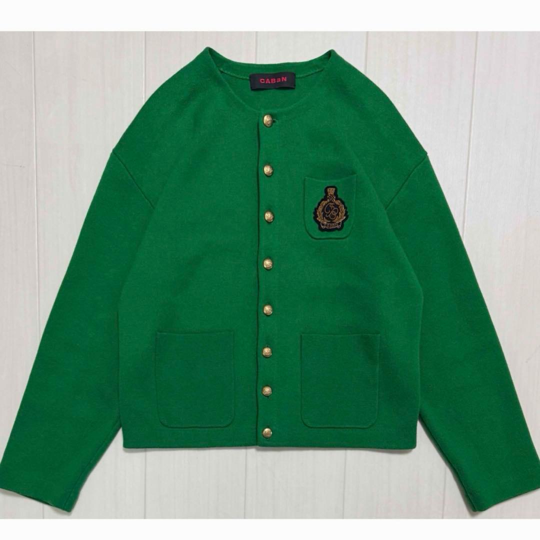 CABaN コットンカシミヤ エンブレムクルーネックカーディガン ¥46,200