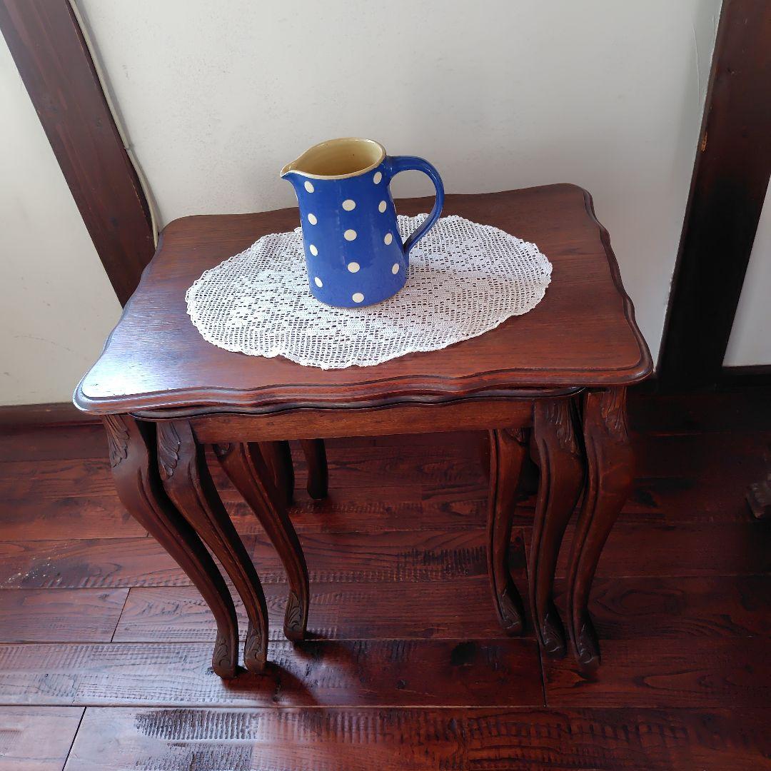 アンティーク　イギリス　猫足ネストテーブル　サイドテーブル