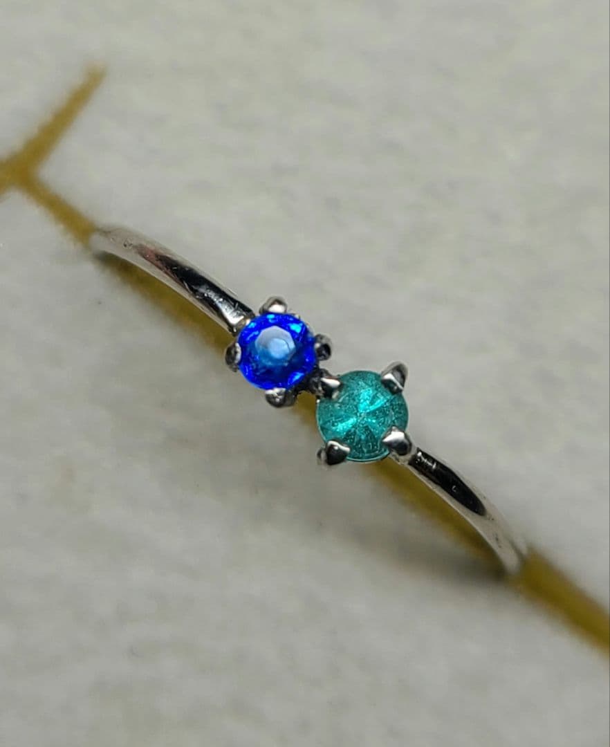 素晴らしい共演!!★バターリャパライバトルマリン&アウイナイトリングPt900★