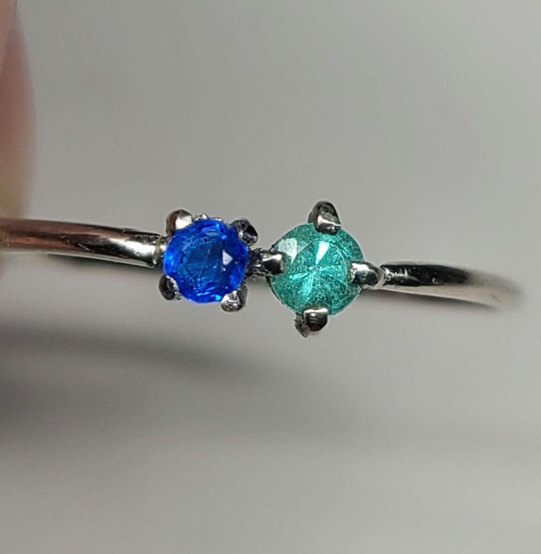 素晴らしい共演!!★バターリャパライバトルマリン&アウイナイトリングPt900★