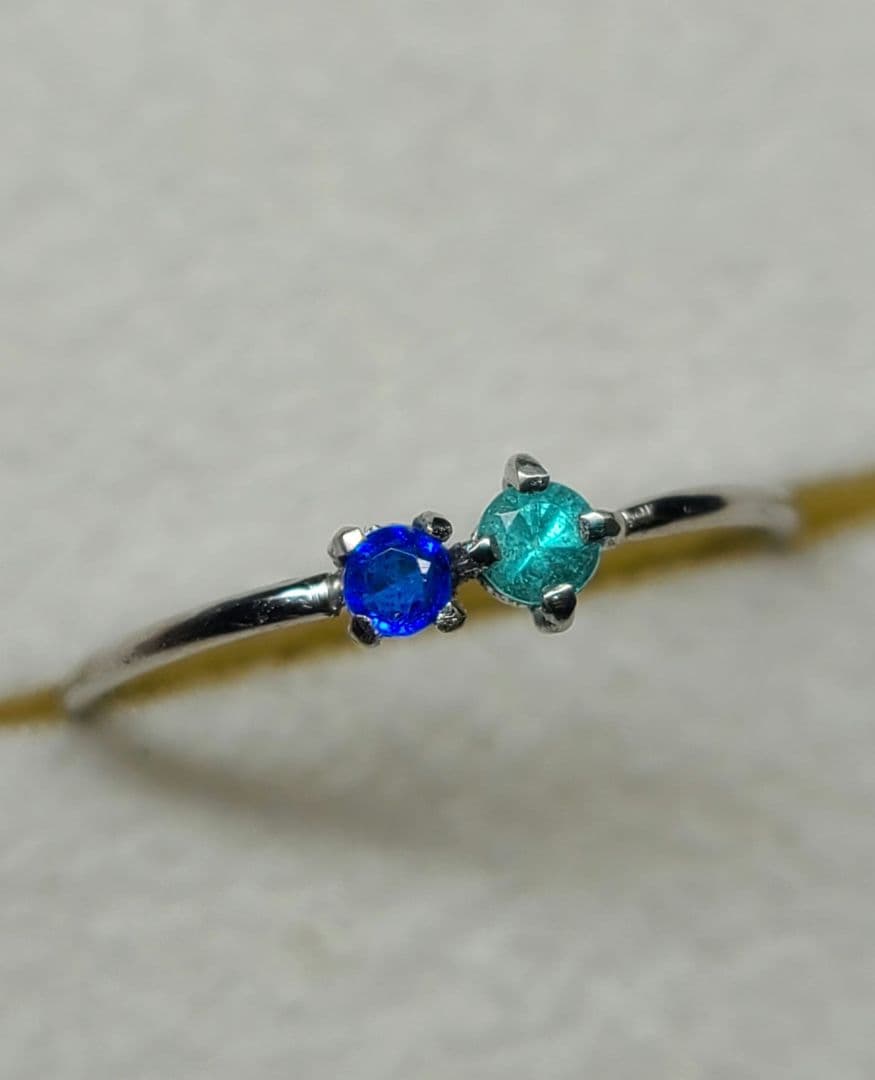 素晴らしい共演!!★バターリャパライバトルマリン&アウイナイトリングPt900★