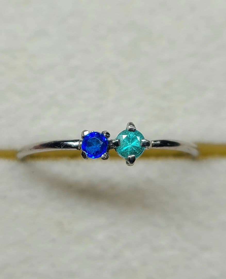 素晴らしい共演!!★バターリャパライバトルマリン&アウイナイトリングPt900★