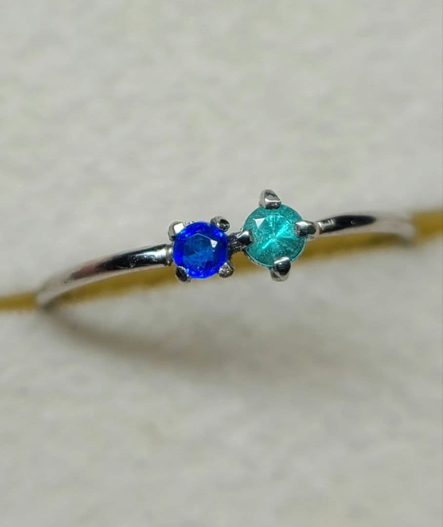 素晴らしい共演!!★バターリャパライバトルマリン&アウイナイトリングPt900★