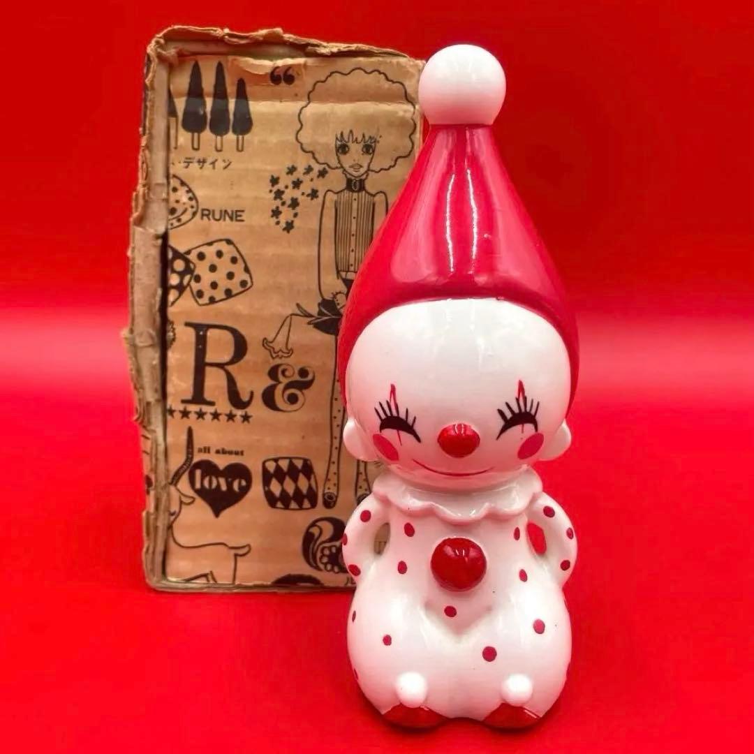 希少　箱付き　内藤ルネ　ピエロ　陶器製　置物　貯金箱　昭和　レトロ