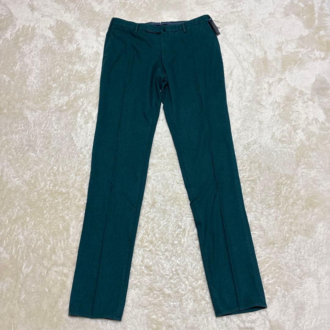 新品タグ付き INCOTEX スリムフィットウールスラックスパンツ グリーン54