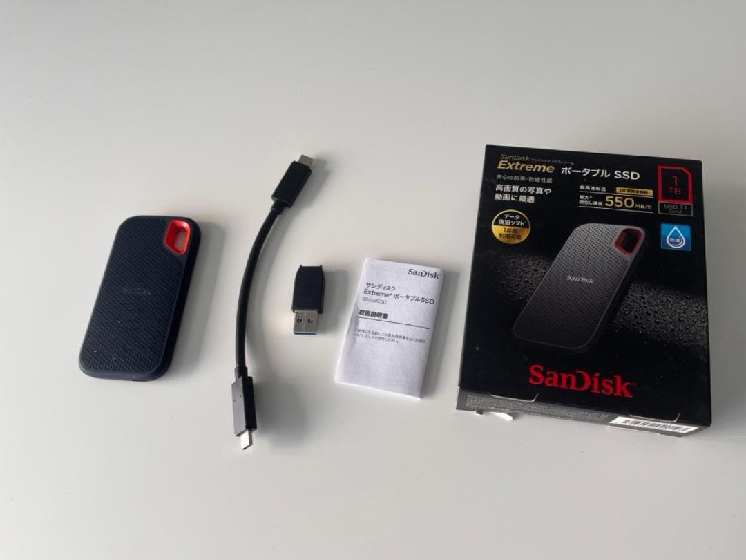 SanDisk 外付けSSD 1TB【健康度100%】Mac用初期化済