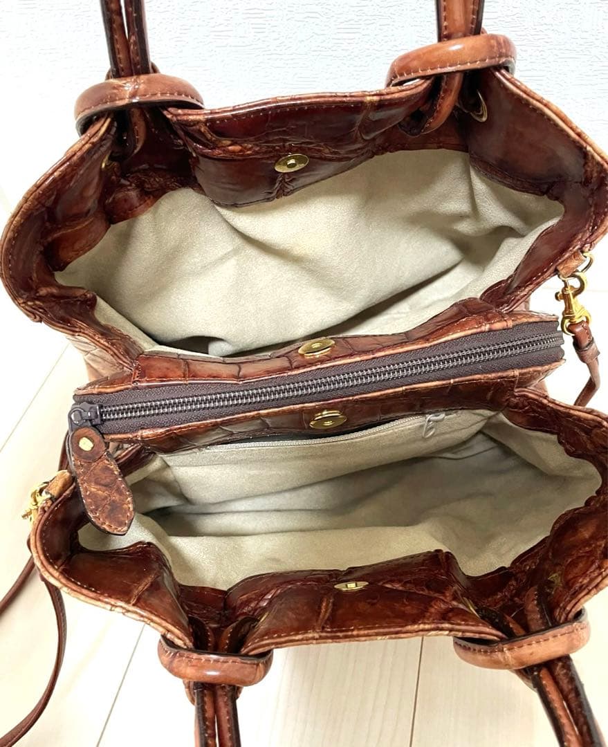 【希少】クロコダイル 高級 ハンドバッグ JRA認定 織りネーム付き 2WAY