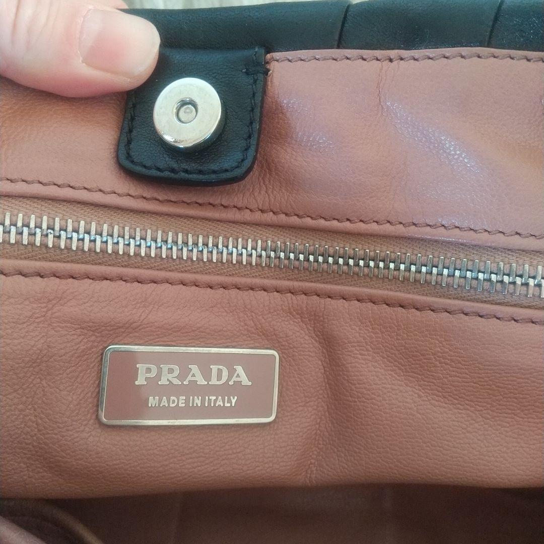 プラダ PRADA ハンドバッグ フリンジ ブラック レザー黒Y2Kヴィンテージ