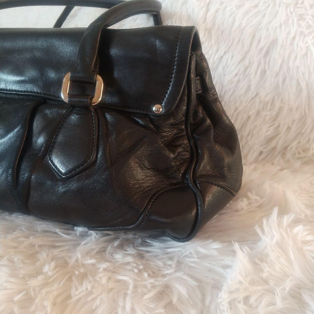 プラダ PRADA ハンドバッグ フリンジ ブラック レザー黒Y2Kヴィンテージ