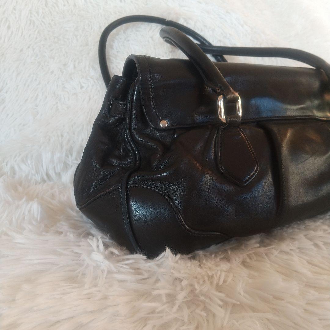 プラダ PRADA ハンドバッグ フリンジ ブラック レザー黒Y2Kヴィンテージ