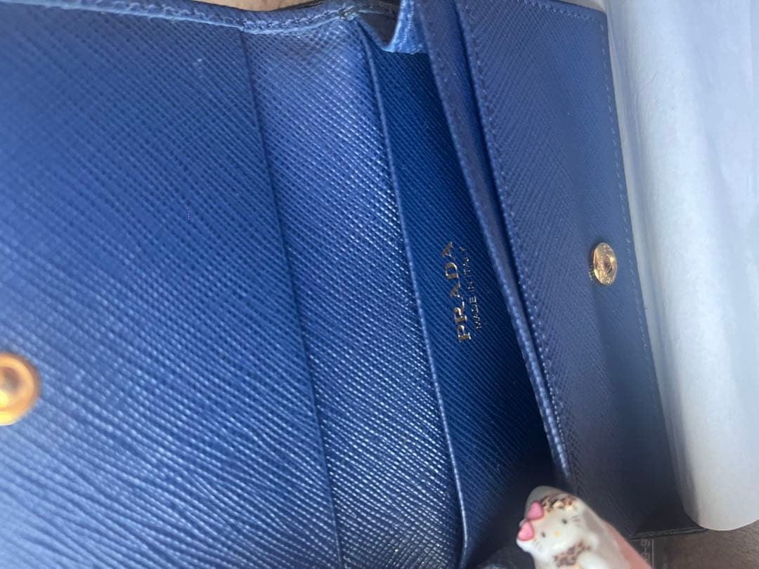 【ぴよ丸】PRADA ネイビー サフィアーノレザー 名刺入れ