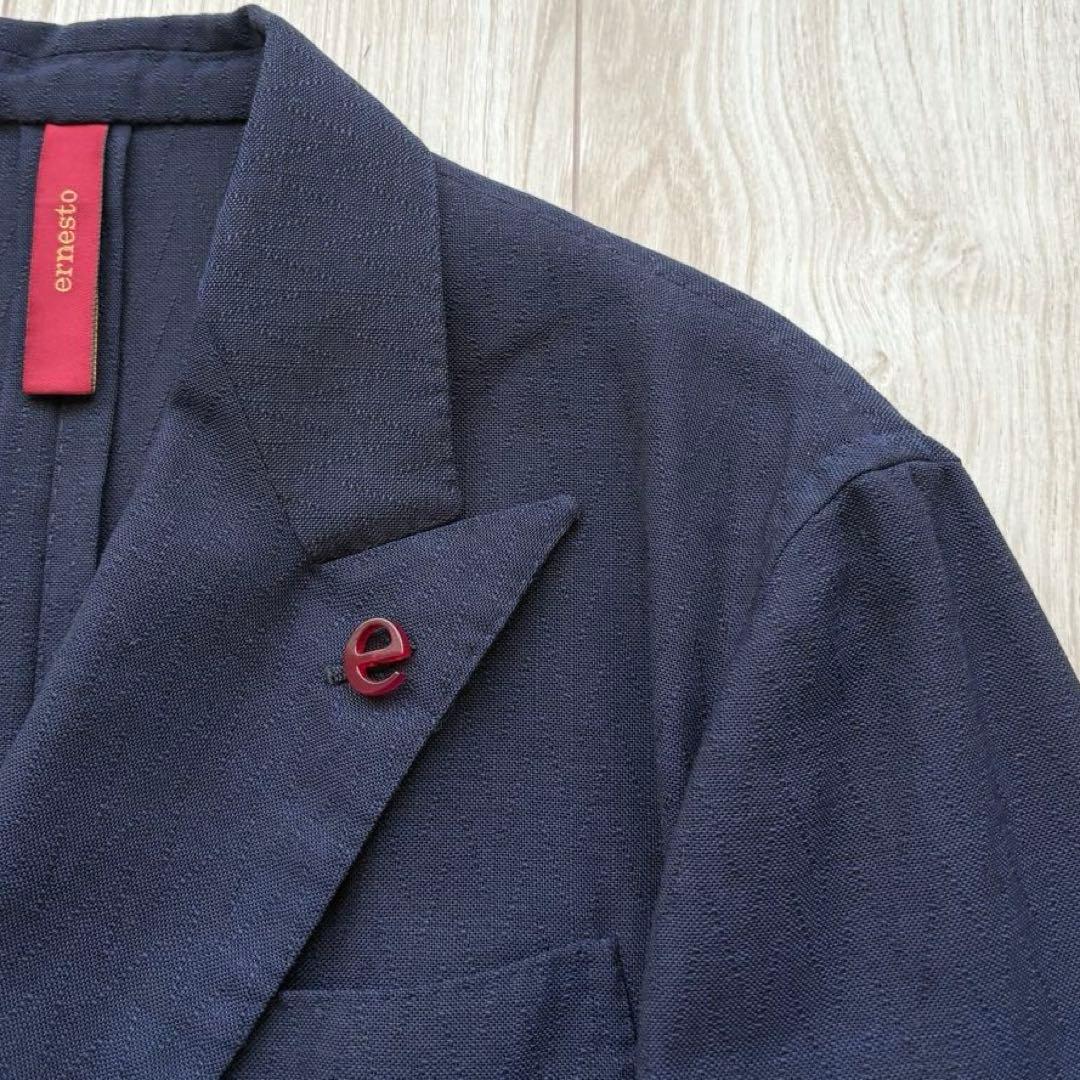 【美品】ernesto エルネスト アンコンジャケット 48 ネイビー イタリア