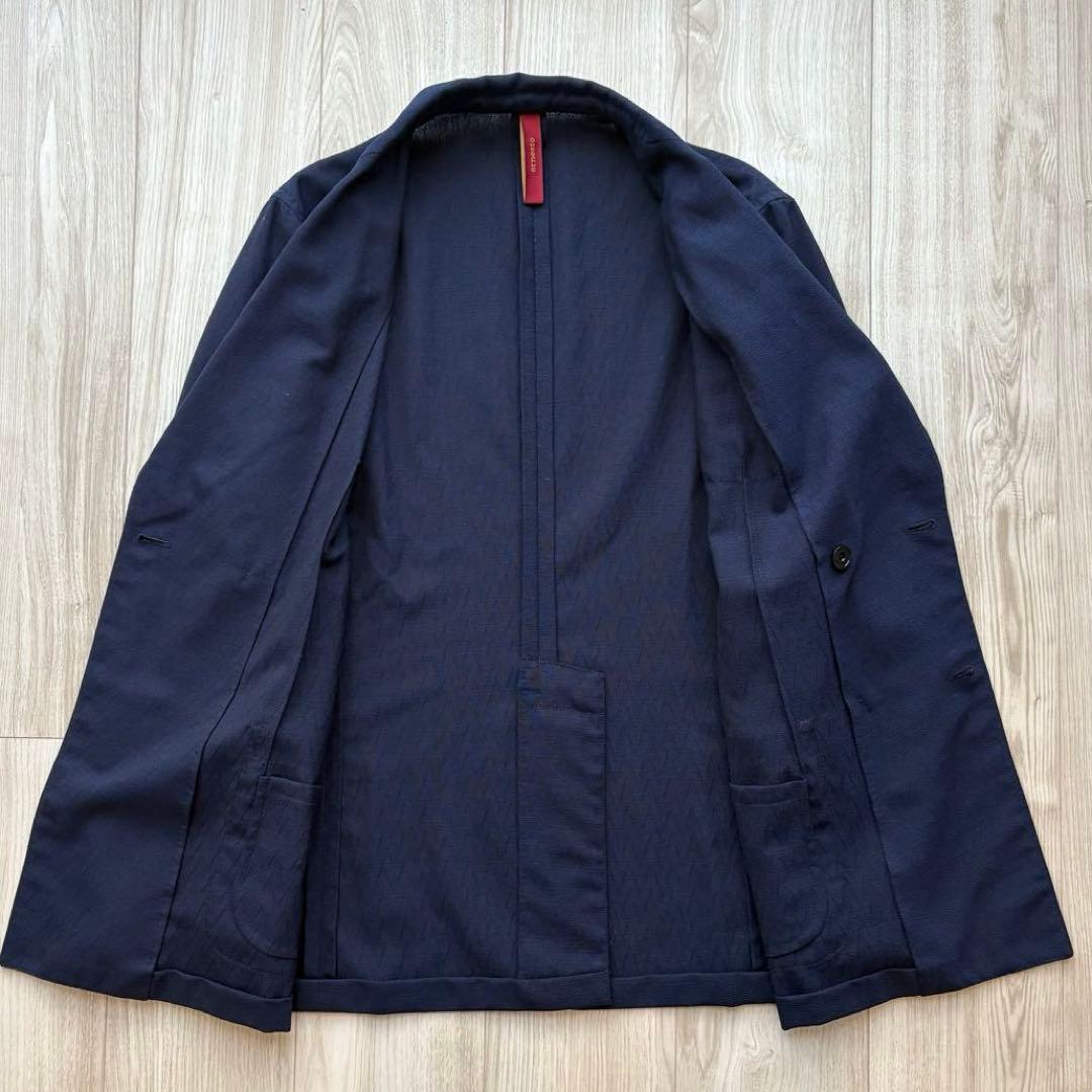 【美品】ernesto エルネスト アンコンジャケット 48 ネイビー イタリア