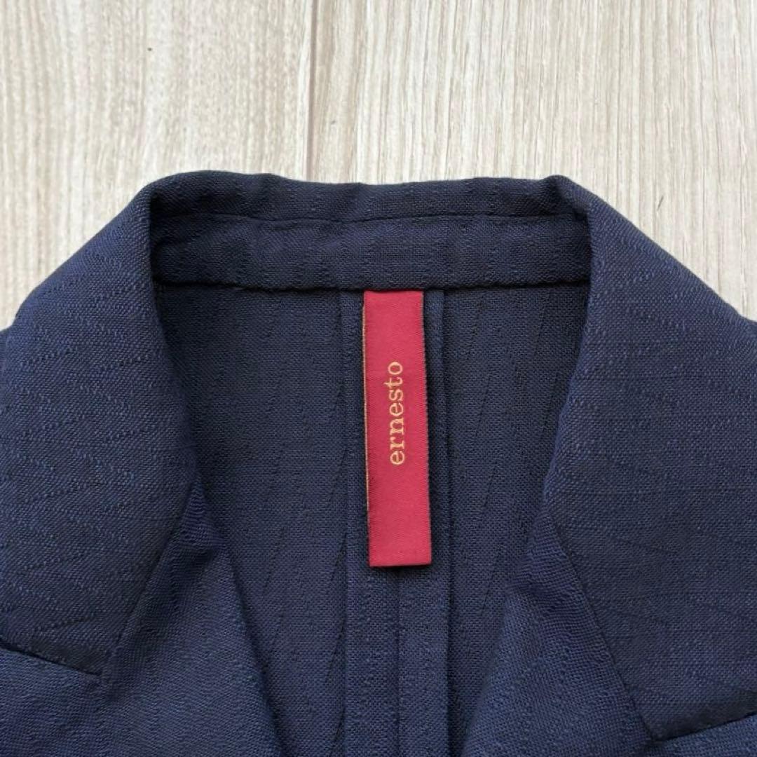 【美品】ernesto エルネスト アンコンジャケット 48 ネイビー イタリア