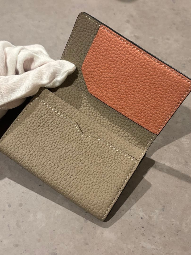 ボナベンチュラビジネスカードケース名刺入れグレージュシュリンクレザー