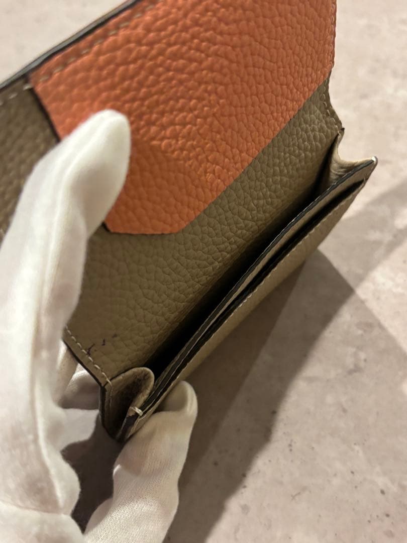 ボナベンチュラビジネスカードケース名刺入れグレージュシュリンクレザー